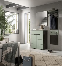 Garderoben-Set >Canu< in Basalt Grau / Smoke Green - 140x190x37cm (BxHxT)