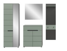 Garderoben-Set >Canu< in Basalt Grau / Smoke Green - 220x190x37cm (BxHxT)
