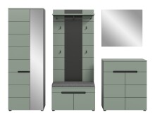 Garderoben-Set >Canu< in Basalt Grau / Smoke Green - 255x190x37cm (BxHxT)