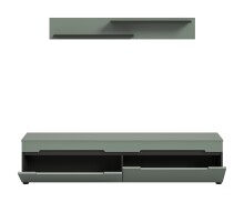Lowboard >Canu< in Basalt Grau / Smoke Green - 170x38x33cm (BxHxT)