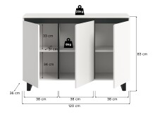 Sideboard >Tomasa< in Weiß - 120x84x36cm (BxHxT)