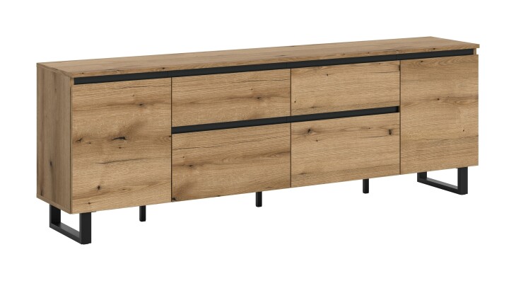Lowboard >Tomasa< in Evoke Oak - 188x65x36cm (BxHxT)