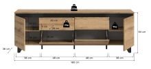 Lowboard >Tomasa< in Evoke Oak - 188x65x36cm (BxHxT)