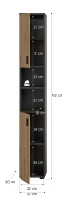 Hochschrank >Mone< in Basalt / Artisan Oak - 30x192x30cm (BxHxT)