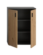 Hochschrank >Mone< in Basalt / Artisan Oak - 60x81x30cm (BxHxT)