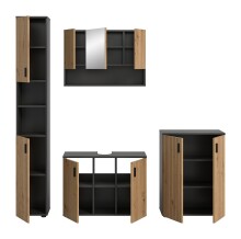 Badezimmer-Set >Mone< in Basalt / Artisan Oak - 200x192x30cm (BxHxT)