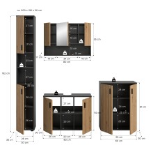 Badezimmer-Set >Mone< in Basalt / Artisan Oak - 200x192x30cm (BxHxT)