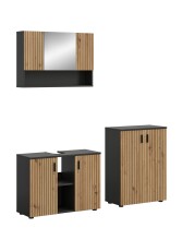 Badezimmer-Set >Mone< in Basalt / Artisan Oak - 155x180x30cm (BxHxT)