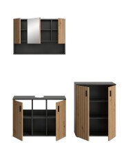 Badezimmer-Set >Mone< in Basalt / Artisan Oak - 155x180x30cm (BxHxT)