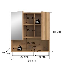 Badezimmerspiegelschrank >Mone< in artisan oak - 60x55x17cm (BxHxT)