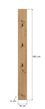 Garderobenpaneel >Drive< in artisan oak - 160x13x6cm (BxHxT)