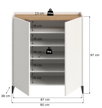 Schuhkommode >Drive< in Weiß - 97x90x38cm (BxHxT)