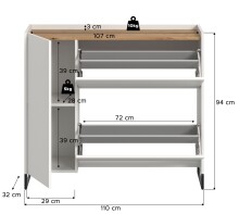Schuhkommode >Drive< in Weiß - 97x110x32cm (BxHxT)
