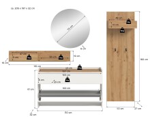 Garderoben-Set >Drive< in Weiß - 197x205x32cm (BxHxT)