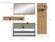 Garderoben-Set >Drive< in Salbei - 192x205x32cm (BxHxT)