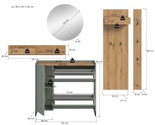 Garderoben-Set >Drive< in Salbei - 197x236x32cm (BxHxT)