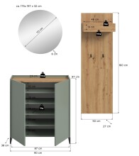 Garderoben-Set >Drive< in Salbei - 197x175x32cm (BxHxT)