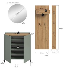 Garderoben-Set >Drive< in Salbei - 197x206x32cm (BxHxT)