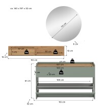 Garderoben-Set >Drive< in Salbei - 197x140x32cm (BxHxT)