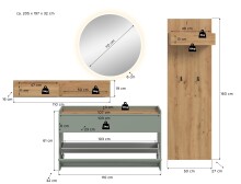 Garderoben-Set >Drive< in Salbei - 197x205x32cm (BxHxT)