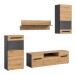 Wohnwand >Caserta< in Basalt Grau / Artisan Eiche - 253x196x40cm (BxHxT)