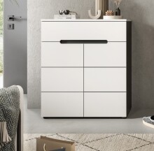 Schuhkommode >Canu< in Basalt Grau / Weiß - 80x94x37cm (BxHxT)