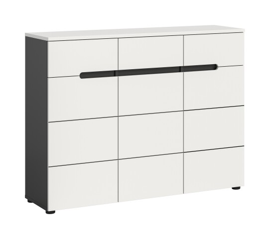 Schuhkommode >Canu< in Basalt Grau / Weiß - 120x94x37cm (BxHxT)