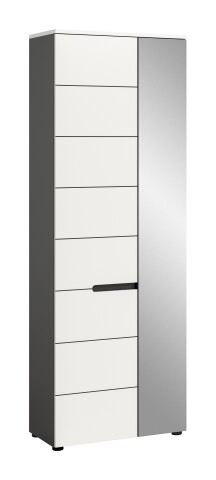 Garderobenschrank >Canu< in Basalt Grau / Weiß - 65x190x37cm (BxHxT)