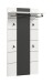 Garderobenpaneel >Canu< in Basalt Grau / Weiß - 80x141x29cm (BxHxT)