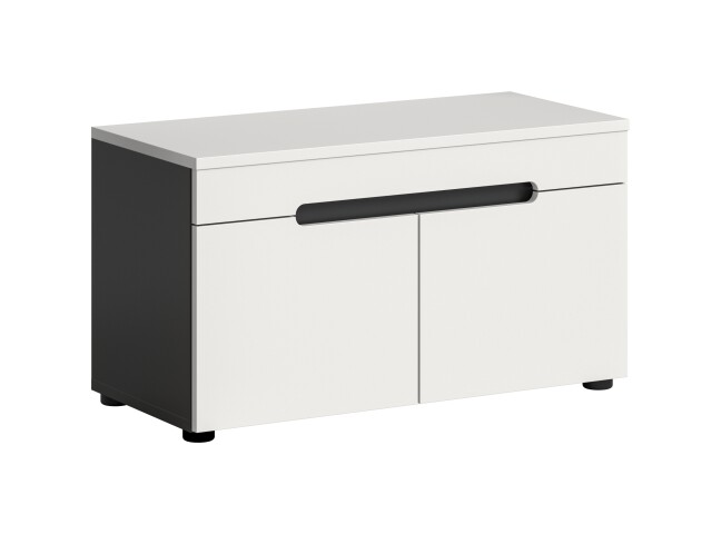 Sitzbank >Canu< in Basalt Grau / Weiß - 80x45x37cm (BxHxT)