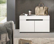 Sitzbank >Canu< in Basalt Grau / Weiß - 80x45x37cm (BxHxT)