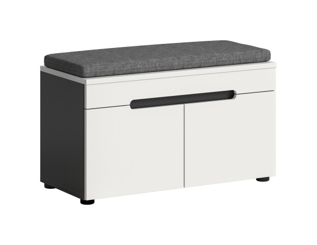 Sitzbank >Canu< in Basalt Grau / Weiß - 80x45x37cm (BxHxT)