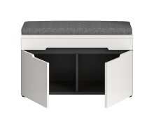 Sitzbank >Canu< in Basalt Grau / Weiß - 80x45x37cm (BxHxT)
