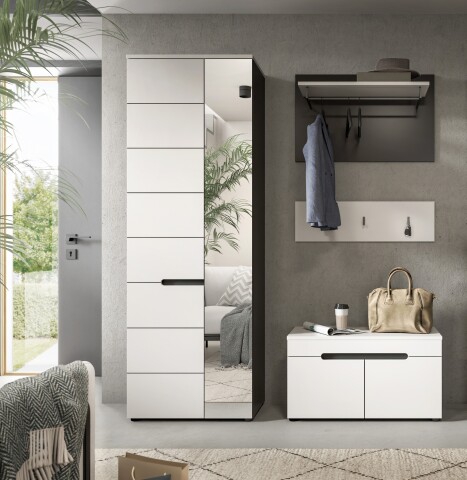 Garderoben-Set >Canu< in Basalt Grau / Weiß - 160x190x37cm (BxHxT)