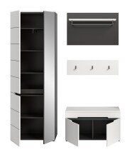 Garderoben-Set >Canu< in Basalt Grau / Weiß - 160x190x37cm (BxHxT)