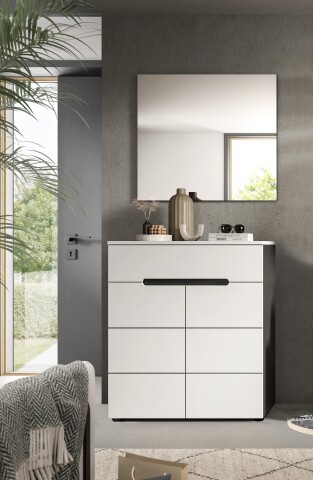 Garderoben-Set >Canu< in Basalt Grau / Weiß - 80x190x37cm (BxHxT)