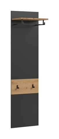Garderobenpaneel >Canu< in Basalt Grau / Artisan - 165x45x29cm (BxHxT)