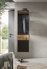 Garderobenpaneel >Canu< in Basalt Grau / Artisan - 165x45x29cm (BxHxT)