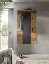 Garderobenpaneel >Canu< in Basalt Grau / Artisan - 141x80x29cm (BxHxT)