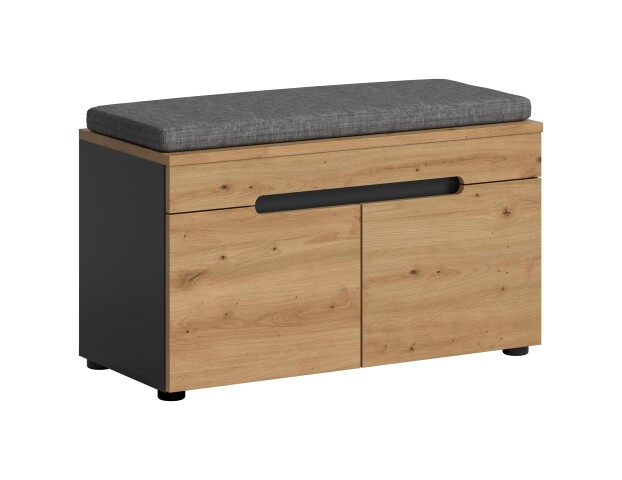 Sitzbank >Canu< in Basalt Grau / Artisan - 80x45x37cm (BxHxT)