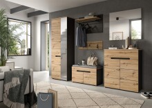 Sitzbank >Canu< in Basalt Grau / Artisan - 80x45x37cm (BxHxT)