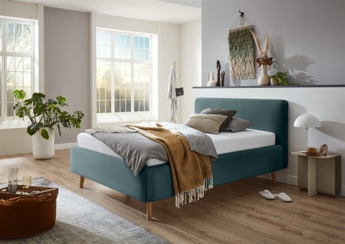 Polsterbett >Mattis mit BK< Liegefläche 140x200 cm, Eisblau, Stellmaß: 161x105x218cm (BxHxT)