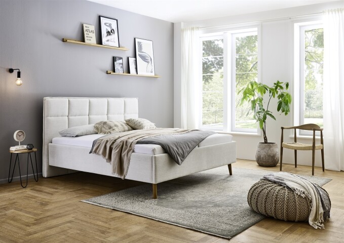 Polsterbett >Paulo< Liegefläche 160x200cm, Cody Beige, Stellmaß: 182x120x213cm (BxHxT)