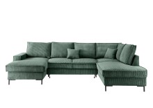 Wohnlandschaft >Rube< Schlaffunktion, Stauraum, Cord moosgrün - 198x92x309cm (BxHxT)