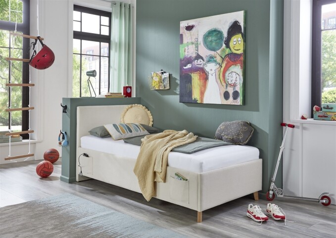 Polsterbett >Cool mit BK< Liegefläche 90x200cm, Beige, Stellmaß: 100x90x210cm (BxHxT)