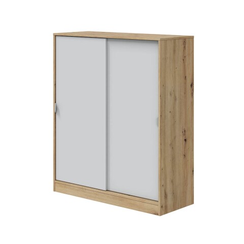 Schuhschrank >GARONA< 6 Fächer, Asteiche Dekor / Artik Weiß - 100x119x40 (BxHxT)