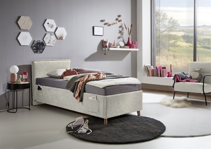 Polsterbett >Fun mit BK< Liegefläche 90x200cm, City Beige, Stellmaß: 103x90x215cm (BxHxT)