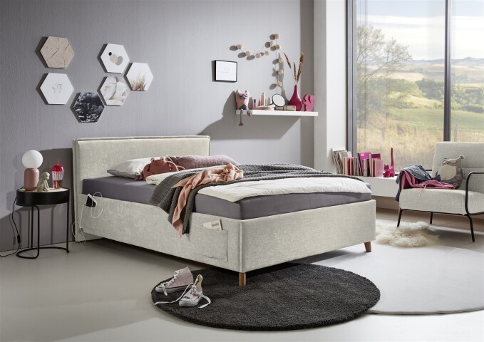 Polsterbett >Fun mit BK< Liegefläche 140x200cm, City Beige, Stellmaß: 153x90x215cm (BxHxT)