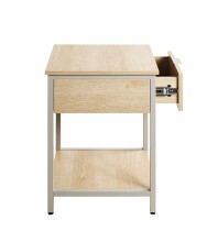 Beistelltisch >37780< Nachttisch, 1 Schublade, Eiche Dekor/Kaschmirgrau - 40x55x40cm (BxHxT)