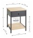 Beistelltisch >37880< Nachttisch, 1 Schublade, anthrazit, Eiche Dekor - 40x55x40cm (BxHxT)
